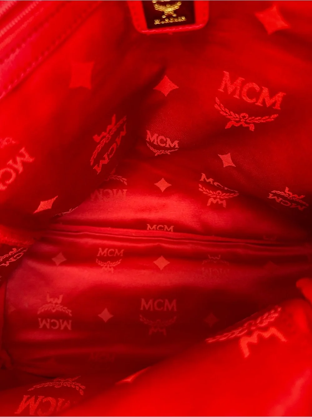 MCM Choral Logo-Print Backpack with Gold & Silver Studs